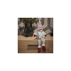 EMOS Lutin de Noël à LED - 4 LED - Décoration de Noël - Nain assis avec longue barbe et bonnet pointu - Lutin lumineux avec jambes suspendues - 18 x 27 cm - Couleur de lumière blanc chaud - Fonctionne