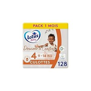 Lotus Baby Douceur & Confort - Culottes Taille 4 (9-14 kg) Pack 1 mois - 128 culottes