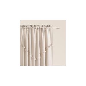 ROOM99 Rideau avec Passe Tringle Chloe 140 x 250 cm Largeur x Hauteur, Décoration de Fenêtre, Curtains et Draperies intérieurs pour Salon, Chambre Moderne Galon à Pompons Beige Clair, 1 pièce