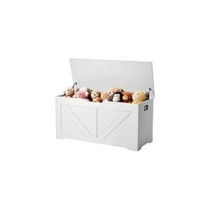 VEVOR Banc de rangement pour enfants, 990 x 395 x 480 mm, coffre &agrave; jouets en bois, avec charni&egrave;re de s&eacute;curit&eacute;, grande bo&icirc;te de rangement pour tout-petits, pour salle de jeux, salon ou entr&eacute;e, blanc
