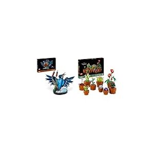 LEGO Icons Le Martin-pêcheur, Kit de Maquette pour Adultes Amoureux des Oiseaux et de l'Ornithologie & 10329 Icons Les Plantes Miniatures, 9 Fleurs Artificielles à Construire