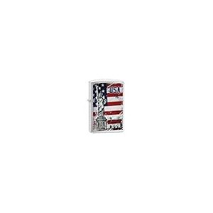 Zippo Briquet Tempête - Statue de la Liberté Drapeau - Chrome Brossé avec Color Image - Rechargeable - Réutilisable - Design Coupe-Vent - Coffret Cadeau Fabriqué aux États-Unis