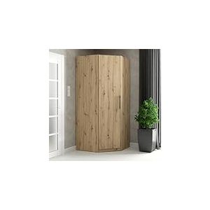 Forte CADIXO - Armoire d'angle - 90 x 100 cm - Moderne - Porte pivotante - Armoire pour Petits espaces - en Bois de ch&ecirc;ne - 94,2 cm de Large x 212,9 cm de Haut x 94,2 cm de Profondeur
