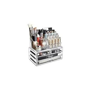 Ikee Design Organisateur de rangement transparent pour cosmétiques, maquillage - Vitrine pour coiffeuse, comptoir de salle de bain ou commode