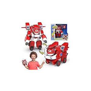 Super Wings Robot Toys - Jett Transformable Toy Cars Toy Trucks avec Mini Jet Avion Jouets pour Enfants 3 4 5 Ans