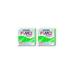 STAEDTLER - Fimo&reg; effect - Pain p&acirc;te &agrave; modeler - 57 Grammes - Vert fluo - 8010-501, Neon (Lot de 2)