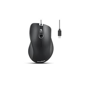 Perixx PERIMICE-221C Souris USB-C Ergonomique avec câble - Optique avec 1200 dpi - Câble de 1,5 m - Noir