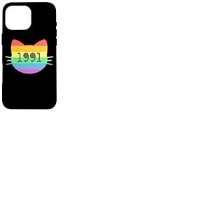 Chat né en 1991 Ans Anniversaire Maman de chat Papa de chat Coque pour iPhone 16 Pro Max