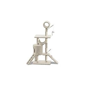 VOUNOT® Arbre à Chat Geant avec Griffoir XXL Arbre à Grimper pour Chat Centre d’Activités avec Niche et Plateformes pour Félins Hauteur 154cm Beige
