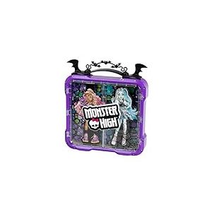 Theo Klein 2559 Monster High vitrine Valise, Valise avec Compartiments pour jusqu'à 4 poupées, Porte vitrée à Deux battants et Poster Monster High, Jouet pour Enfants à partir de 3 Ans