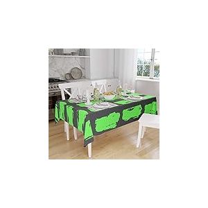 Bonamaison, Anti-moisissure, Séchage Rapide, Résistant aux Taches, Lavable en Machine, 100% Polyester Nappe de Table, Fumée Verte néon, 140 x 160 Cm - Conçu et Fabriqué en Turquie