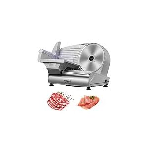 VEVOR Trancheuse Électrique Commerciale 180 W Trancheuse à Jambon Lame 190 mm 80-120 tr/min Trancheuse Charcuterie en Acier Inoxydable et Alu pour Couper en Tranches Viande Fromage Légumes Fruits