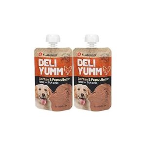 Flamingo Friandises Deli Yumm Pâté avec Poulet et Beurre d’Arachide 90g - Gourmand, Crémeux et Riche en Protéines - Idéal pour Chiens de Tous Âges (Lot de 2)