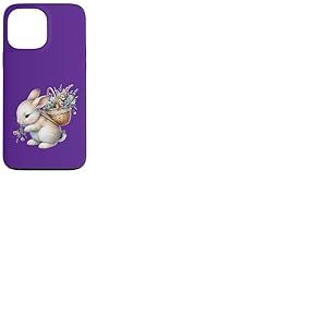 Cottagecore Breloque aquarelle Lapin avec panier de fleurs Coque pour iPhone 13 Pro Max