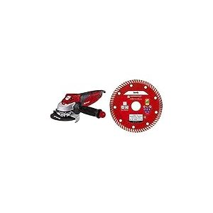 Einhell Meuleuse d'angle TE-AG 125/750 Kit (750 W, Longueur du câble : 3m, Tête métallique, coffret avec poignée supplémentaire, clé à bride, disque à tronçonner au diamant) + Disque de coupe diamant