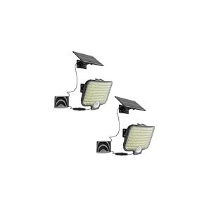 Lot de 2 Spots Solaires LED Puissants BRIGHTLY - Éclairage Blanc avec Détecteur de Mouvement, Orientables et Panneau Solaire Déporté, Parfaits pour Jardin, Terrasse et Extérieur