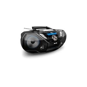 Philips AZB798T/12 CD Sound Machine, Lecteur CD et Cassettes Portable, Dab et FM, Bluetooth, CD, MP3-CD, USB Host, Dynamic Bass, Bass Reflex, télécommande, minuteur de Mise en Veille – Noir