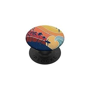 PopSockets Surf Surfer Sun Beach Wave Palmiers PopSockets PopGrip - Support et Grip pour Smartphone/Tablette avec un Top Interchangeable