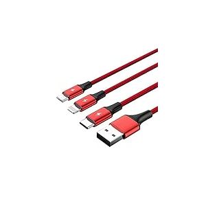 UNITEK C4049RD câble USB 1,2 m USB A USB C/Micro-USB B/Lightning Rouge