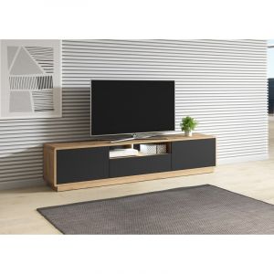 ASTIA &ndash; Meuble TV bas 2 portes, 1 tiroir, 1 niche