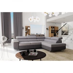 Canap&eacute; d'angle convertible AUBAN avec t&ecirc;ti&egrave;res r&eacute;glables Angle droit Gris clair/gris fonc&eacute;