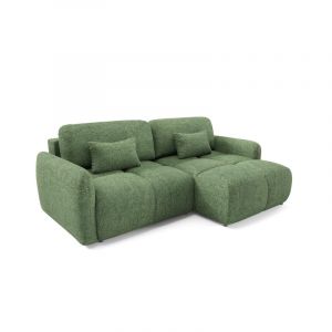 Canap&eacute; d'angle convertible 4 places TIARA en tissu textur&eacute; - 250 cm Vert