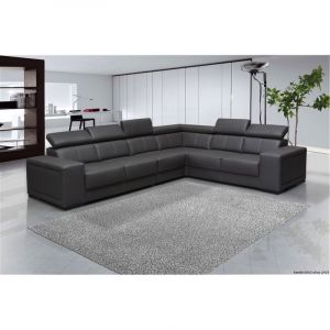 Canap&eacute; d'angle CAARIA en simili cuir Gris Angle droit Non convertible