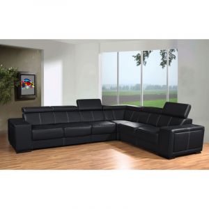 Canap&eacute; d'angle CAARIA en simili cuir Noir Angle droit Convertible
