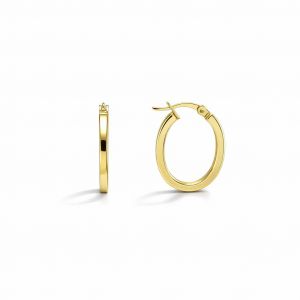 Creoles Argent dore section carree forme ovale 2x15mm