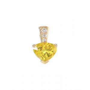 Pendentif Or Jaune 750 Saphir Jaune traite Coeur et diamants