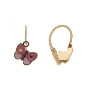 Boucles d oreilles Dormeuses Motif Papillon en Or 375