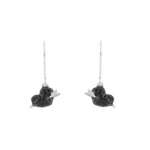 Boucles d oreilles Argent Coeur Transperce d une fleche et Oxydes Noirs