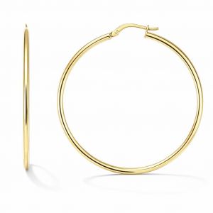 Creoles Argent dore section ronde 2x44mm