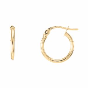 Creoles Or Jaune 375 Fil Rond 1.6mm Diam. 14mm