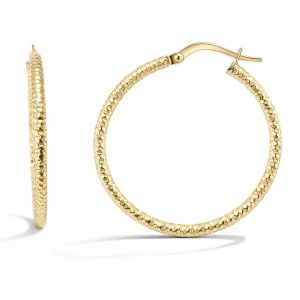 Creoles Argent dore texturees section ronde 2x28mm