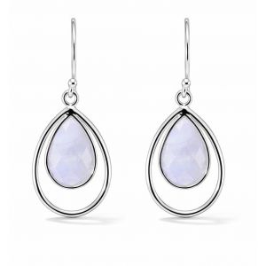 Boucles d oreilles Pendantes Argent et Calcedoine poire 12x9mm