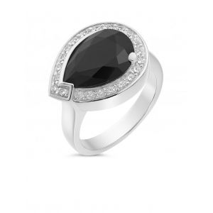 Bague Argent Oxyde Noir Poire 14x10mm