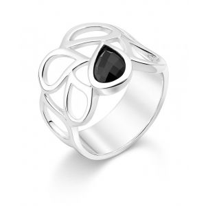 Bague Argent Ajouree Oxyde Noir Poire 8x6mm