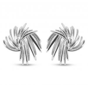 Boucles d oreilles puces Argent 925 Effet plume