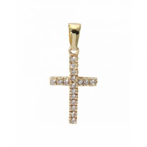 Pendentif Croix Or Jaune 375 et Oxyde de Zirconium