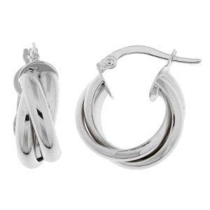 Creoles anneaux entrelaces Or Blanc 375