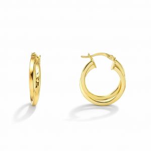 Creoles Argent dore double anneau section carree 4 7x20mm