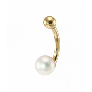 Piercing Nombril Or Jaune Perle de culture Blanche 7mm