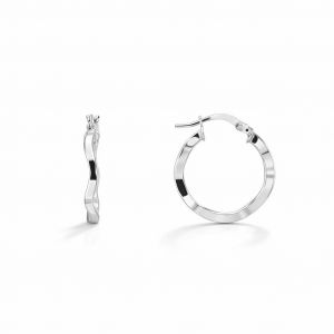 Creoles Argent rhodie ondulees section carree 2x20mm