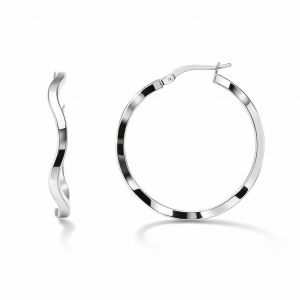 Creoles Argent rhodie ondulees section carree 2x30mm