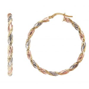 Boucles d oreilles Creoles Torsadees 2.8mm x 35mm 3 Ors 375