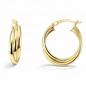 Creoles Argent dore triple anneaux 6 1x20mm