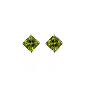 Boucles d oreilles Argent Oxyde Vert carre 5mm