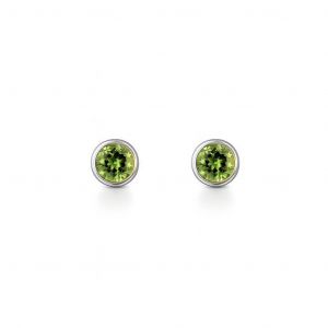 BO Argent Oxyde Vert Rond 3mm Serti Clos