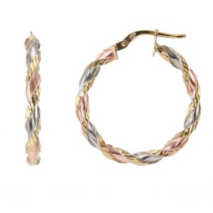 Boucles d oreilles Creoles Torsadees 2.8mm x 25mm 3 Ors 375